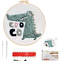 J TOHLO Kit de Inicio de Bordado Juego de Herramienta de Punto de Cruz con patrón e instrucciones Patrón animal Aros de…